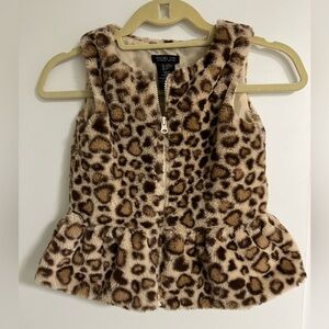 3/$20 Rachel Zoe faux fur leopard vest, EUC, Girls size small (5/6)‎